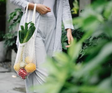 Bag with vegetables and fruits