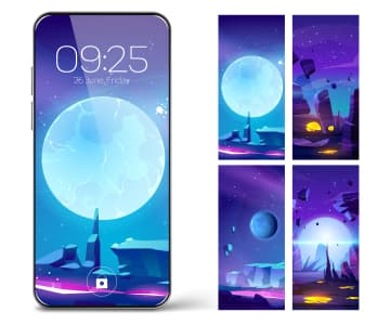 Phone screen with moon